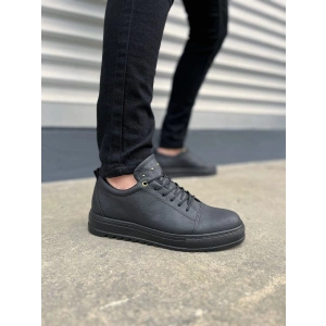 JY152 Cool Bağcıklı Cilt Erkek Günlük Spor Klasik Ayakkabı CST - Siyah