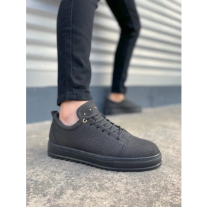 JY152 Cool Bağcıklı Keten Erkek Günlük Spor Klasik Ayakkabı KST - Siyah