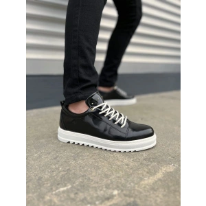 JY152 Cool Bağcıklı Rugan Erkek Günlük Spor Klasik Ayakkabı RBT - Siyah