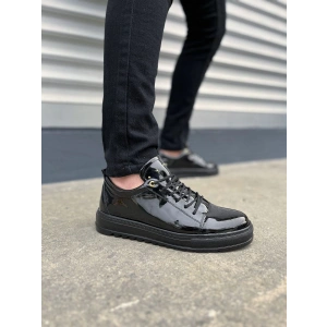 JY152 Cool Bağcıklı Rugan Erkek Günlük Spor Klasik Ayakkabı RST - Siyah