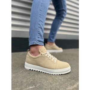 JY152 Cool Bağcıklı Süet Erkek Günlük Spor Klasik Ayakkabı SBT - Krem