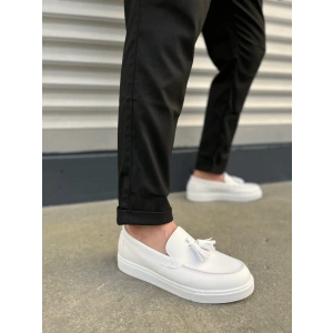 JY153 Bloom Bağcıksız Püsküllü Cilt Erkek Günlük Spor Klasik Ayakkabı CBT - Beyaz