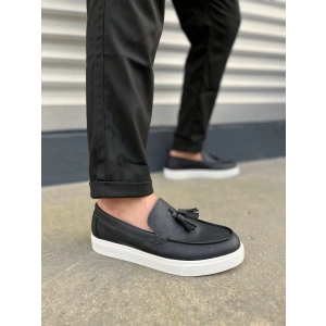 JY153 Bloom Bağcıksız Püsküllü Cilt Erkek Günlük Spor Klasik Ayakkabı CBT - Siyah
