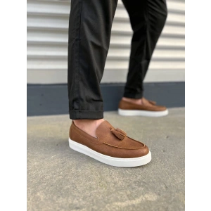 JY153 Bloom Bağcıksız Püsküllü Cilt Erkek Günlük Spor Klasik Ayakkabı CBT - Taba