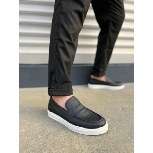 JY180 Estilo X Bağcıksız Cilt Erkek Günlük Spor Klasik Ayakkabı CBT - Siyah