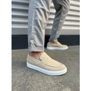 JY180 Estilo X Bağcıksız Süet Erkek Günlük Spor Klasik Ayakkabı SBT - Krem