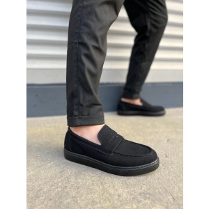 JY180 Estilo X Bağcıksız Süet Erkek Günlük Spor Klasik Ayakkabı SST - Siyah