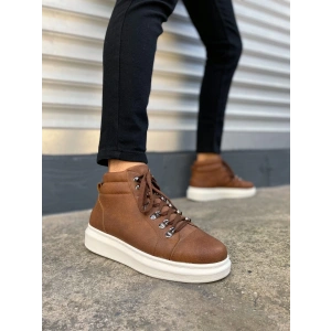 JY206 Ottawa Bağcıklı Ortopedik Taban Cilt Erkek Spor Bot CBT - Taba