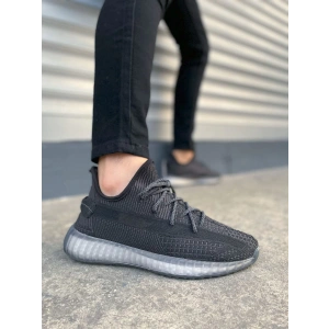 JY305 Pulse Bağcıklı Triko Kumaş Erkek Günlük Spor Ayakkabı TBT - Siyah