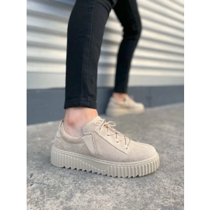 JY502 Bold Bağcıklı Süet Erkek Günlük Sneaker Ayakkabı SKT - Krem