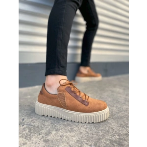 JY502 Bold Bağcıklı Süet Erkek Günlük Sneaker Ayakkabı SKT - Taba