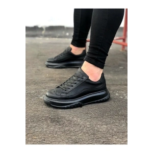 JY507 Alone Bağcıklı Cilt Erkek Günlük Sneaker Ayakkabı CST Siyah