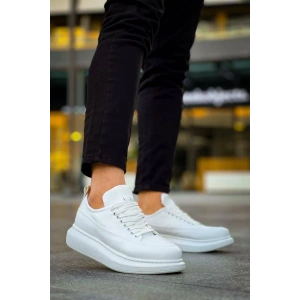 JY814 Axel Bağcıklı Cilt Erkek Günlük Sneaker Ayakkabı CBT Beyaz