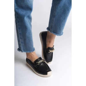 LILY Bağcıksız Ortopedik Rahat Taban Kalp Desenli Kadın Babet Ayakkabı  CKT - Siyah