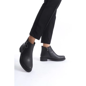 MARGARET Fermuarlı Ortopedik Taban Topuklu Kadın Bot - CST - Siyah
