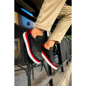 MN979 - Santoni GBT Spor Erkek Ayakkabı SIYAH/KIRMIZI