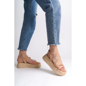 NATALIE İnce Tokalı Şerit Detaylı Ortopedik Taban Kadın Sandalet CTT - Ten