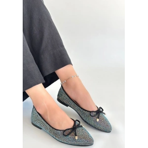 Sarra Bej Saten İşlemeli Babet Ayakkabı