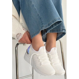 Weor Beyaz Triko Bağcıklı Spor Ayakkabı