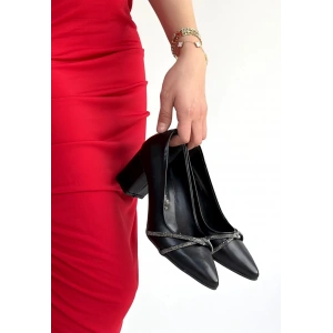 Zenta Gri Cilt Topuklu Ayakkabı