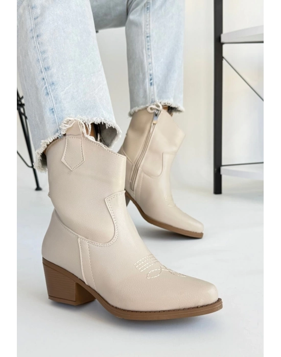 Akver Bej Cilt Topuklu Bot - Bamido