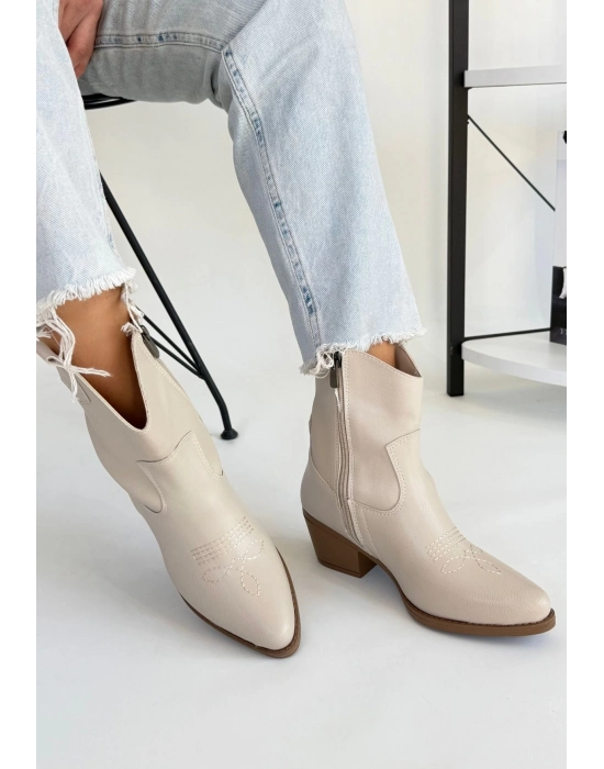 Akver Bej Cilt Topuklu Bot - Bamido