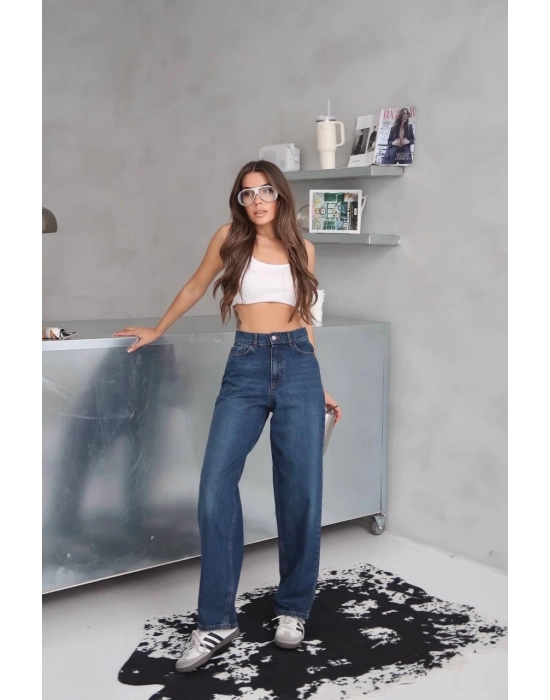 Arkadan Tokalı Jeans Pantolon