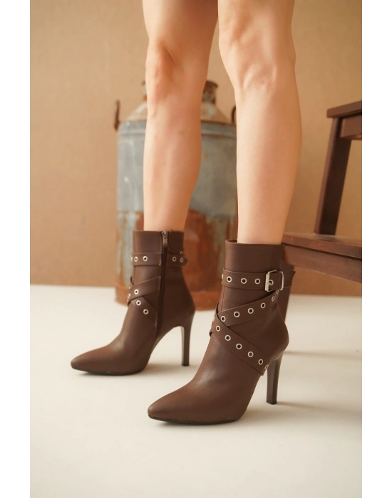 Atye Taba Cilt Topuklu Bot