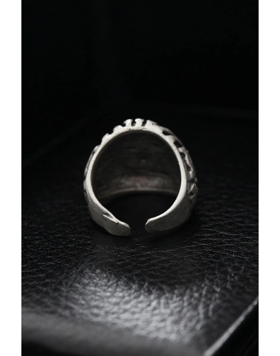 Ayarlanabilir Desenli Kurukafa Model Erkek Yüzük - Bamido