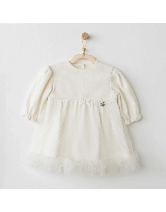 Baby Bow Bliss Elbise Ekru