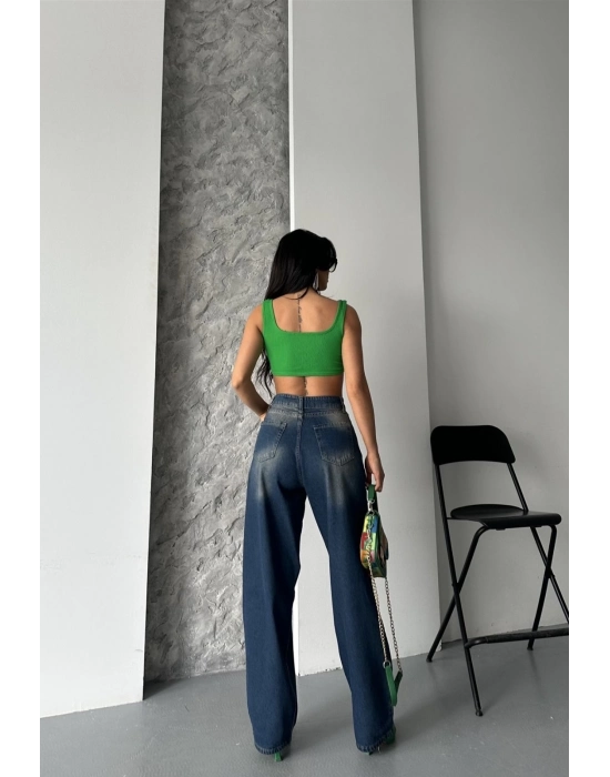 Baggy Süper Taş Bıyık Yıkama Kahve Tint Jeans Pantolon D2007