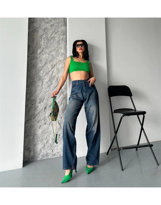 Baggy Süper Taş Bıyık Yıkama Kahve Tint Jeans Pantolon D2007