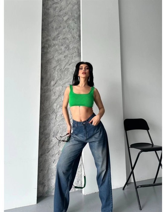 Baggy Süper Taş Bıyık Yıkama Kahve Tint Jeans Pantolon D2007