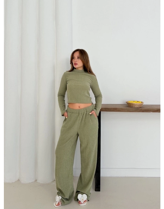 Balıkçı Yaka Örme Takım Mint St265865