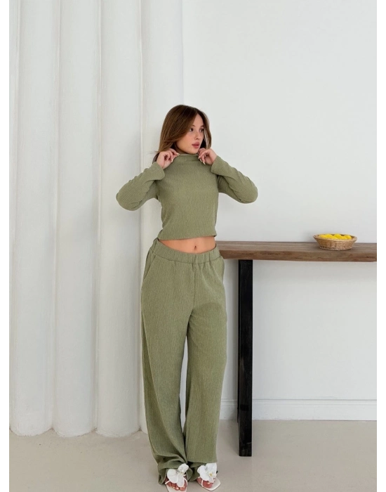 Balıkçı Yaka Örme Takım Mint St265865