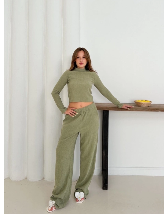 Balıkçı Yaka Örme Takım Mint St265865