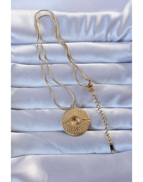 Bamido 316l Altın Renk İşlemeli Göz Kolye - Lisinya