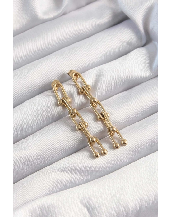 Bamido 316l Çelik Altın Renk Sallantılı Model Küpe - Lisinya