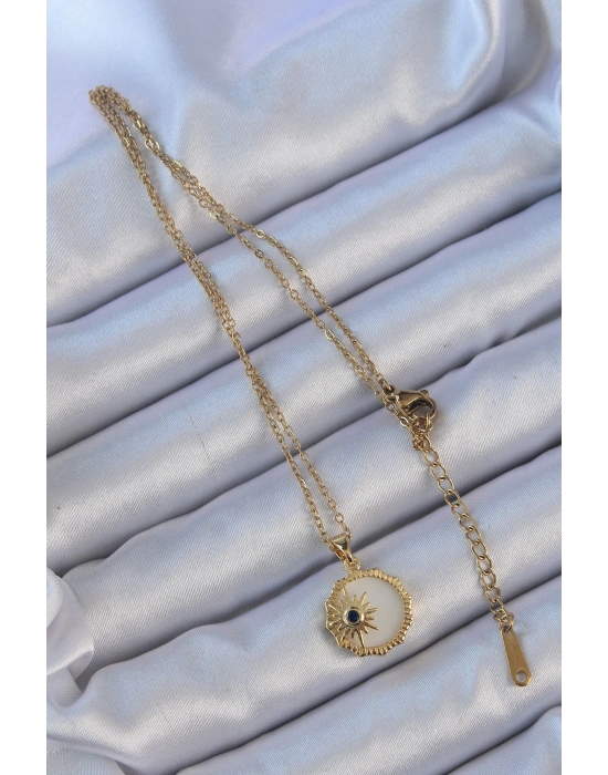 Bamido 316l Çelik Altın Renk Zirkon Taşlı Mineli Kutup Yıldızı Kolye - Lisinya