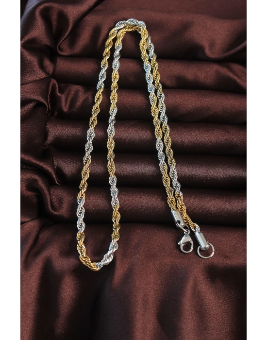 Bamido 316l Çelik Çift Renk Burgu Tasarımlı Kolye - Lisinya