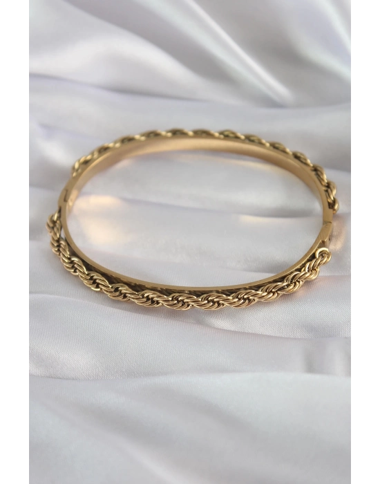 Bamido 316l Çelik Gold Renk Burgu Zincir Model Kadın Kelepçe - Lisinya