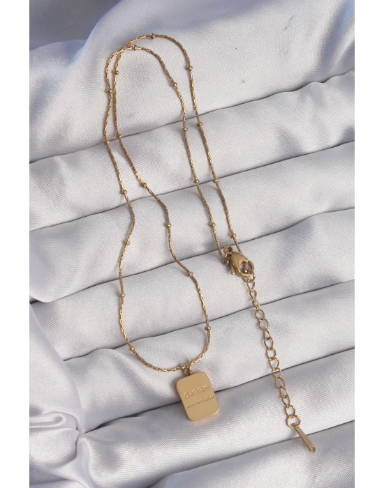 Bamido 316l Çelik Gold Renk Kare Charm Model Kolye - Lisinya