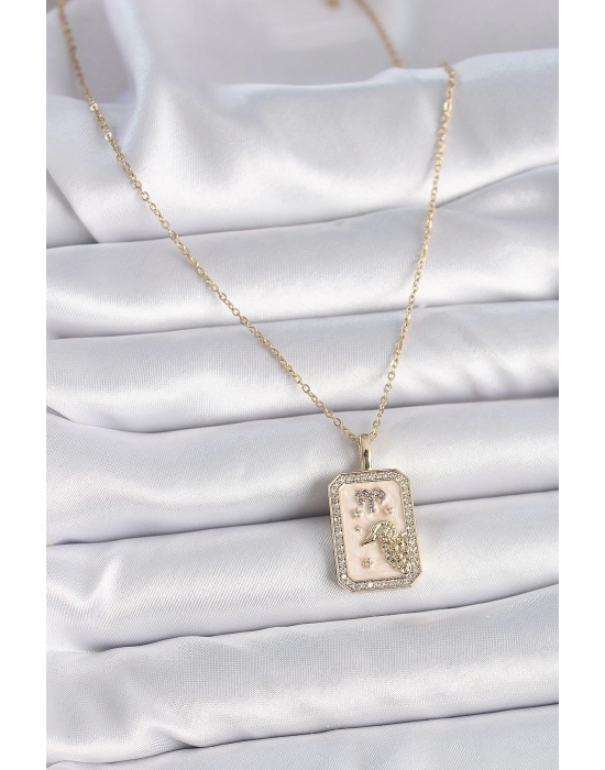 Bamido 316l Çelik Gold Renk Zincir Koç Burcu Zirkon Taşlı Kadın Kolye - Lisinya