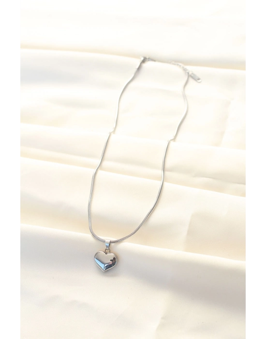 Bamido 316l Çelik Gümüş Renk Kalp Kolye - Lisinya