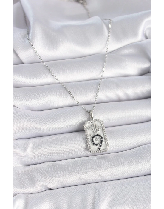 Bamido 316l Çelik Gümüş Renk Zincir Akrep Burcu Zirkon Taşlı Kadın Kolye - Lisinya