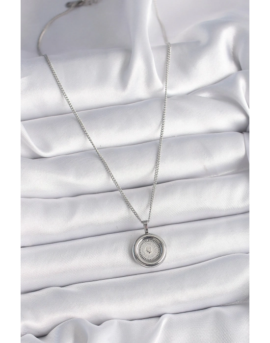 Bamido 316l Çelik Gümüş Renk Zincir Gümüş Renk Altın Model Kadın Kolye - Lisinya