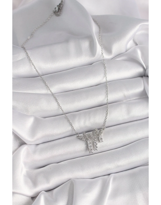 Bamido 316l Çelik Gümüş Renk Zincir Zirkon Taşlı Kelebek Model Sallantı Detay Kadın Kolye - Lisinya