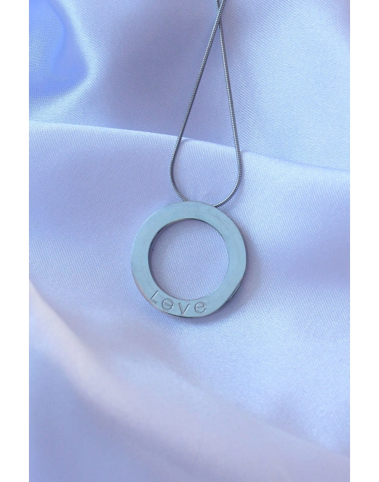 Bamido 316l Çelik Gümüş Renk Zirkon Taşlı Model Kolye - Lisinya