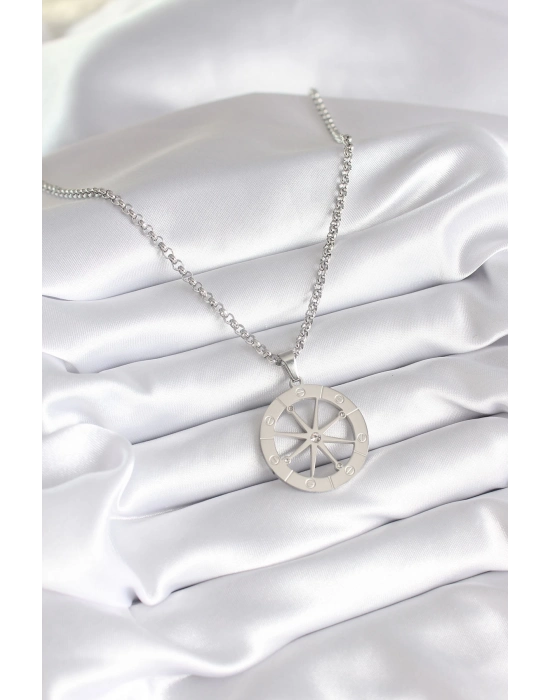 Bamido 316l Çelik Gümüş Renk Zirkon Taşlı Rüya Kapanı Model İşeme Detay Kadın Kolye - Lisinya