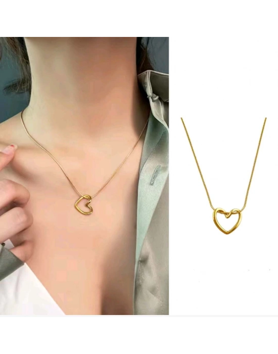 Bamido 316l Çelik Zincir Gold Renk Kalp Model Kadın Kolye - Lisinya